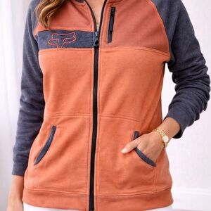 Fox Women's Orange and Gray Zip-Up Hoodie